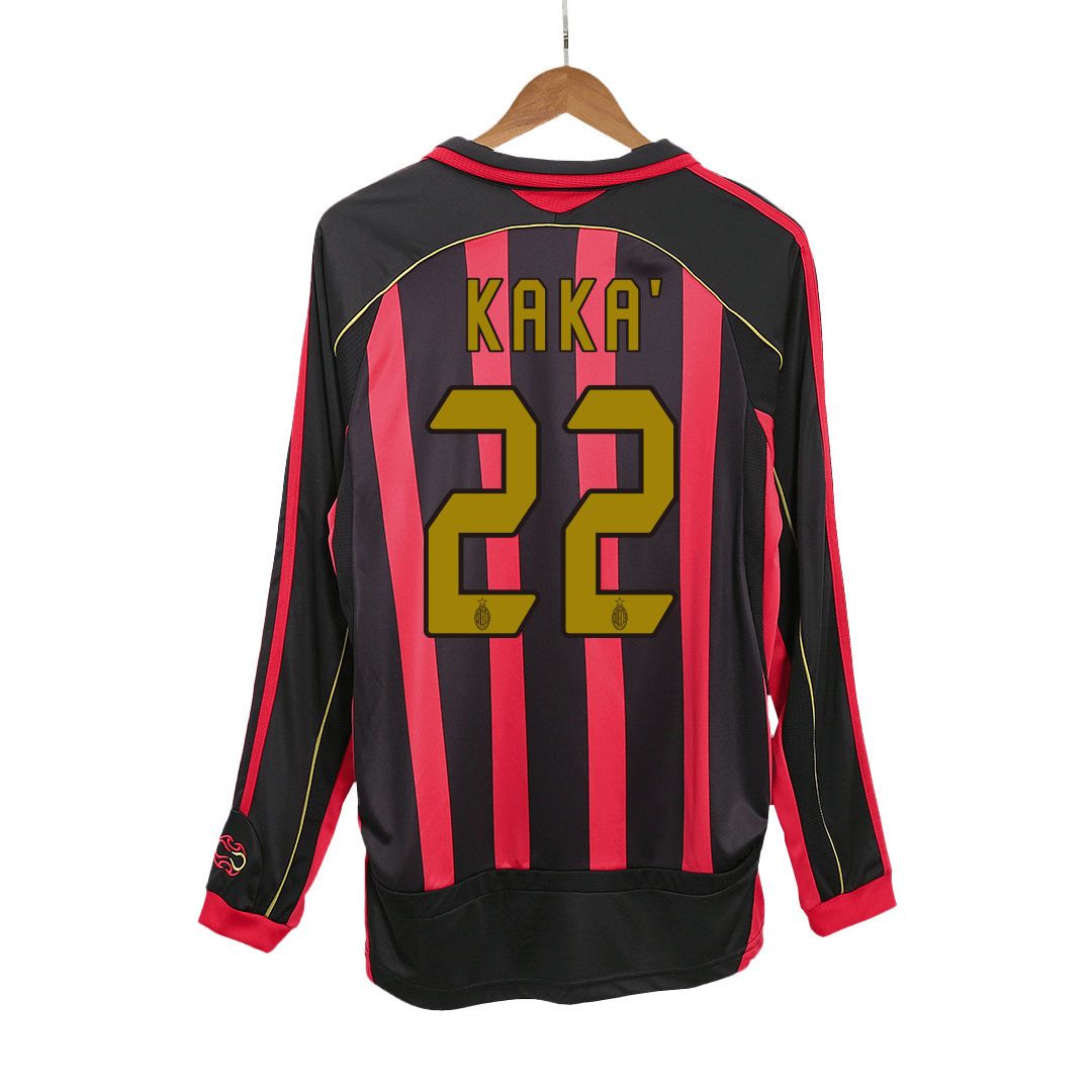 Vintage Soccer Jersey KAKA' #22 AC Milan Home Long Sleeve 2006/07