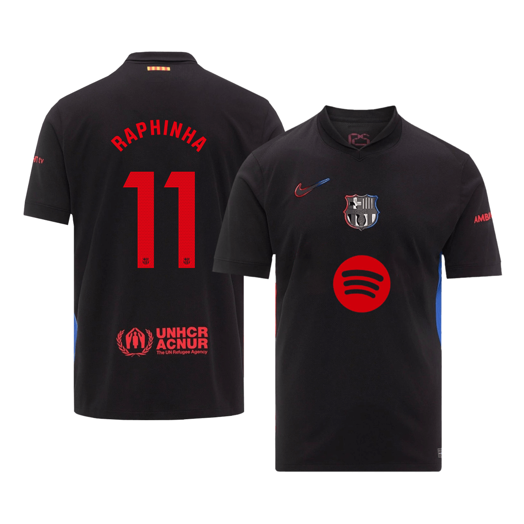 RAPHINHA #11 Barcelona Away Soccer Jersey 2024/25 - Spotify Logo Without Text