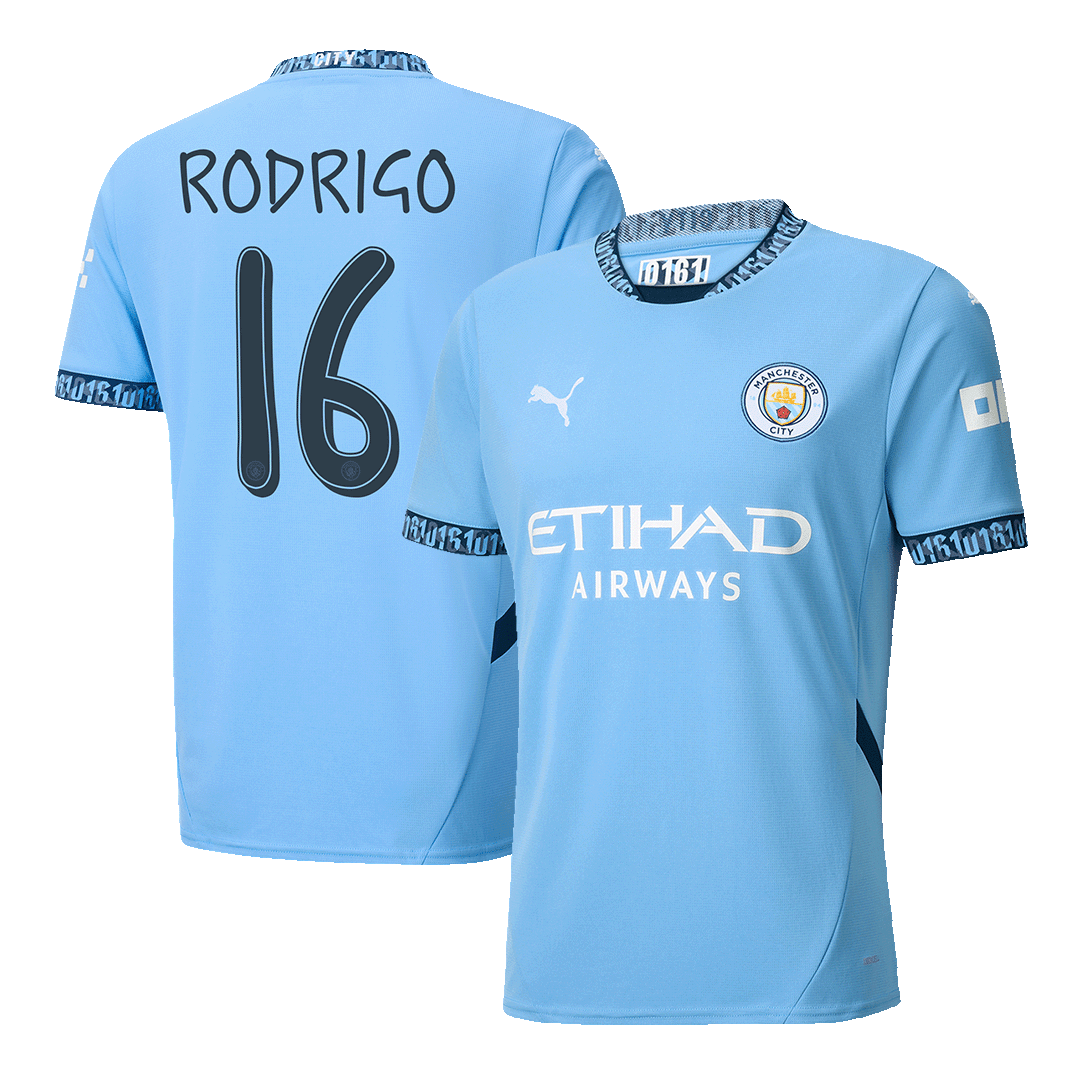 RODRIGO #16 Manchester City Home Soccer Jersey 2024/25 - UCL