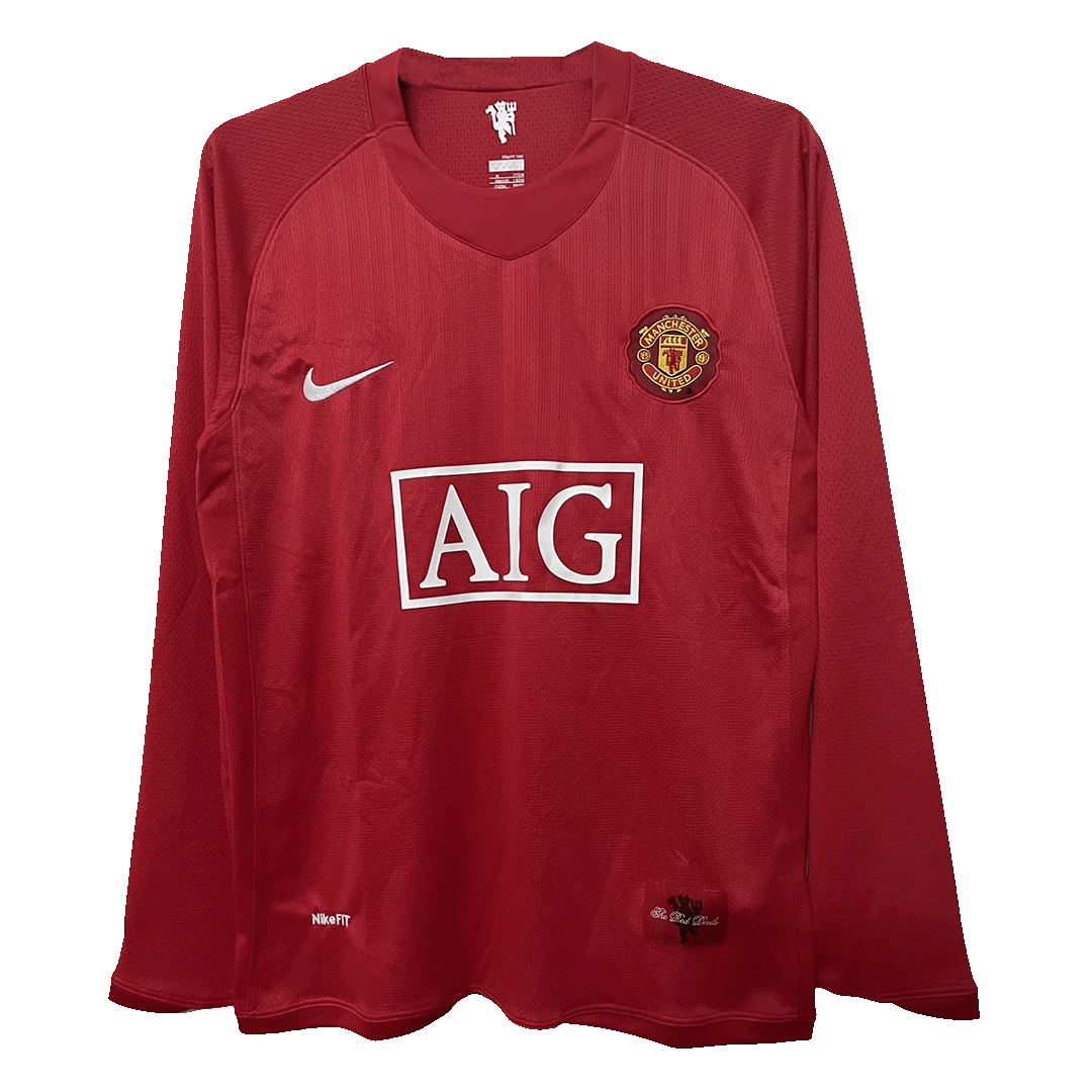 Vintage Soccer Jersey Manchester United Home Long Sleeve 2007/08