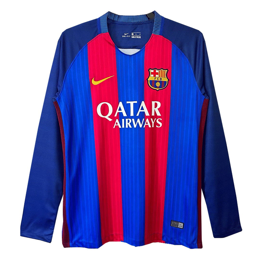 Vintage Soccer Jersey Barcelona Home Long Sleeve 16/17