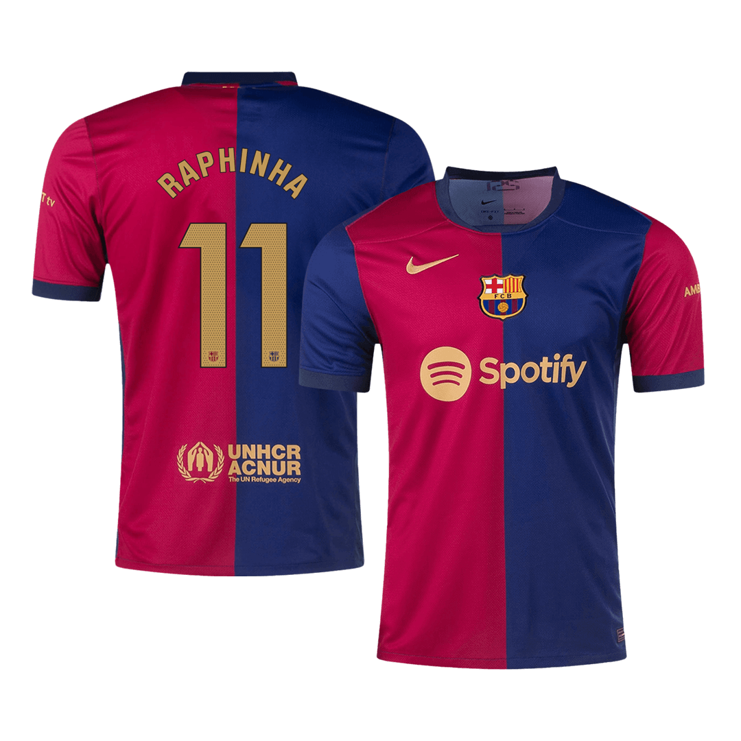 RAPHINHA #11 Barcelona Home Soccer Jersey 2024/25