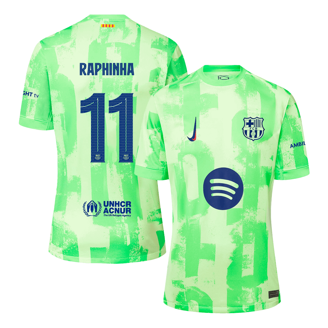 RAPHINHA #11 Barcelona Third Away Soccer Jersey 2024/25 - UCL??Spotify Logo Without Text??