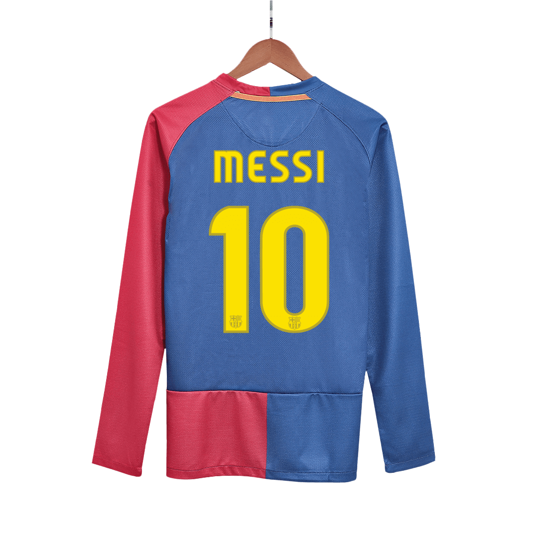 Vintage Soccer Jersey MESSI #10 Barcelona Home Long Sleeve 2008/09 - UCL Final