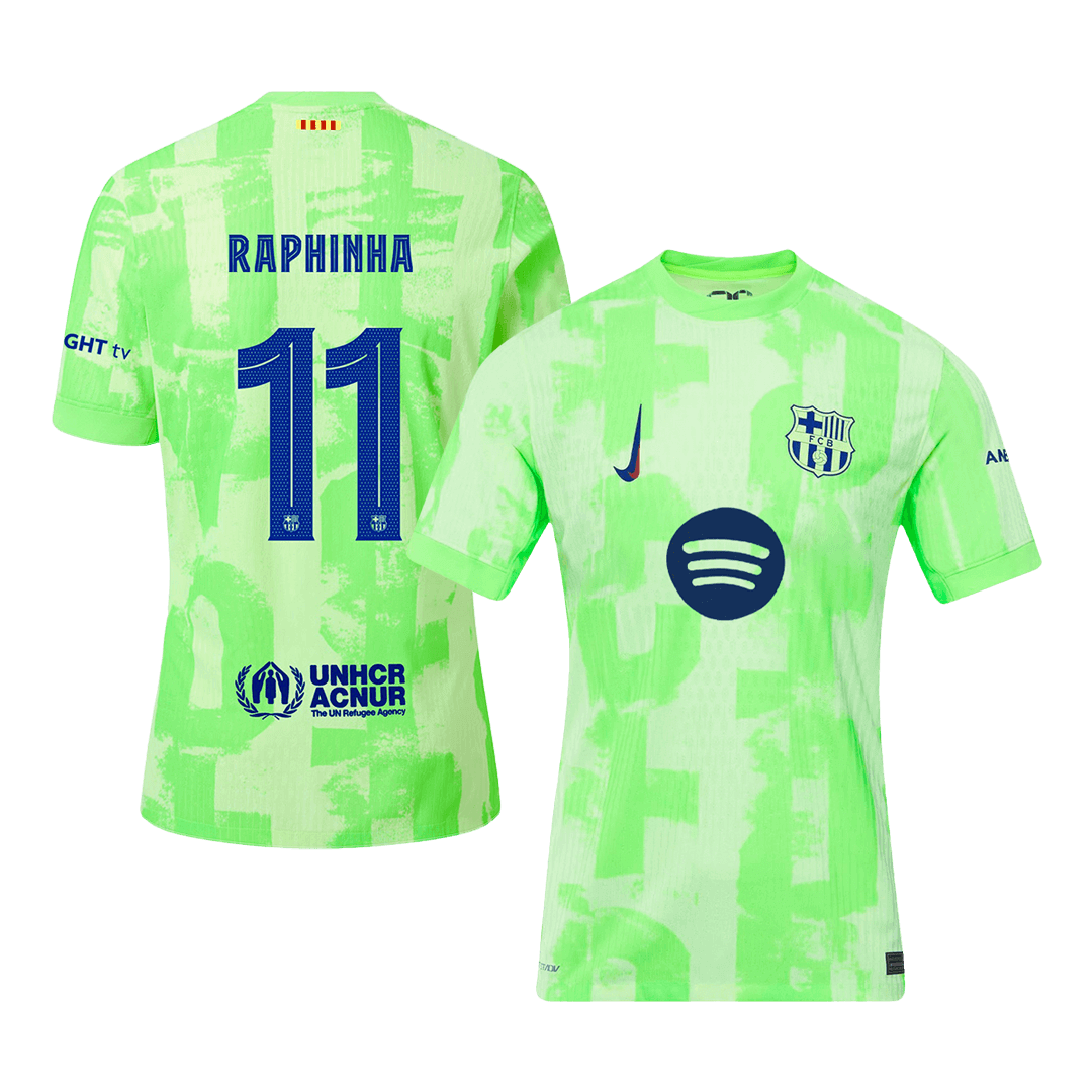 RAPHINHA #11 Barcelona Third Away Authentic Soccer Jersey 2024/25 - UCL??Spotify Logo Without Text??